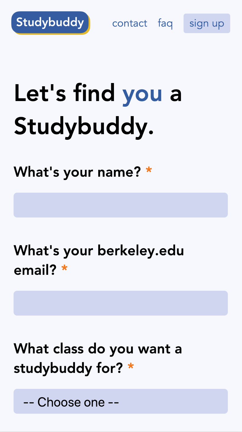 Studybuddy sign-up